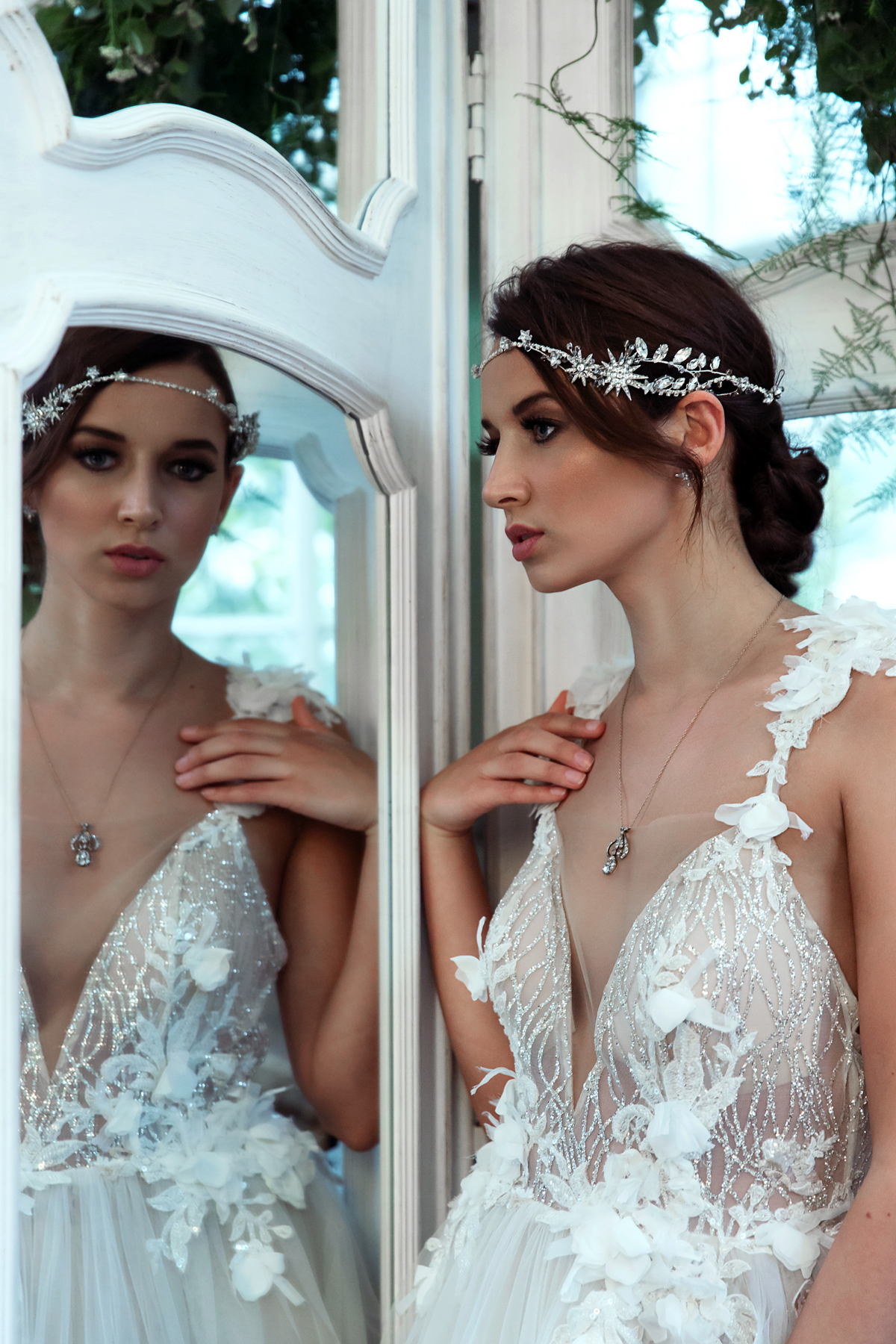 Celestial inspired bridal headpiece by Miss Clemmie