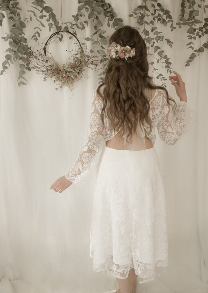 A short wedding dress