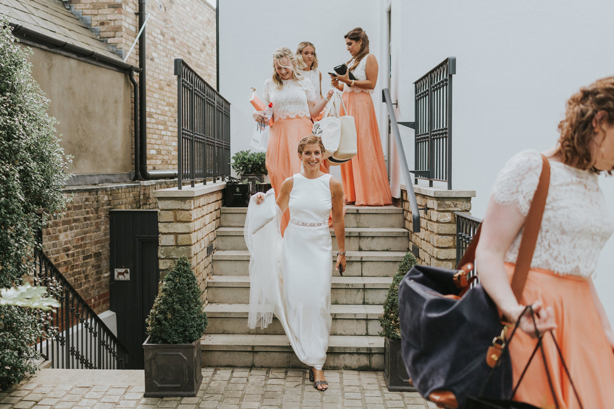 10 Peach pretty Jewish wedding va Westenius dress. Photography by We Heart Pictures.