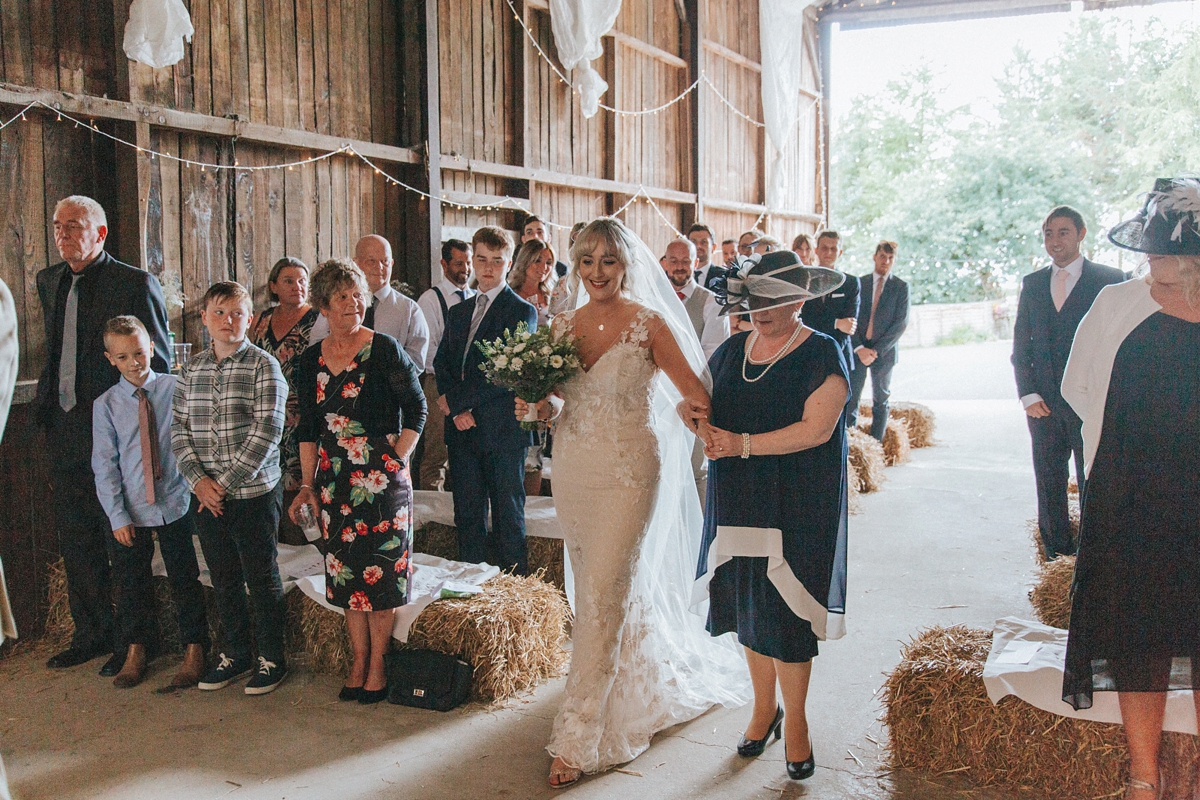 26 A Watters gown gold veil afternoon tea barn wedding