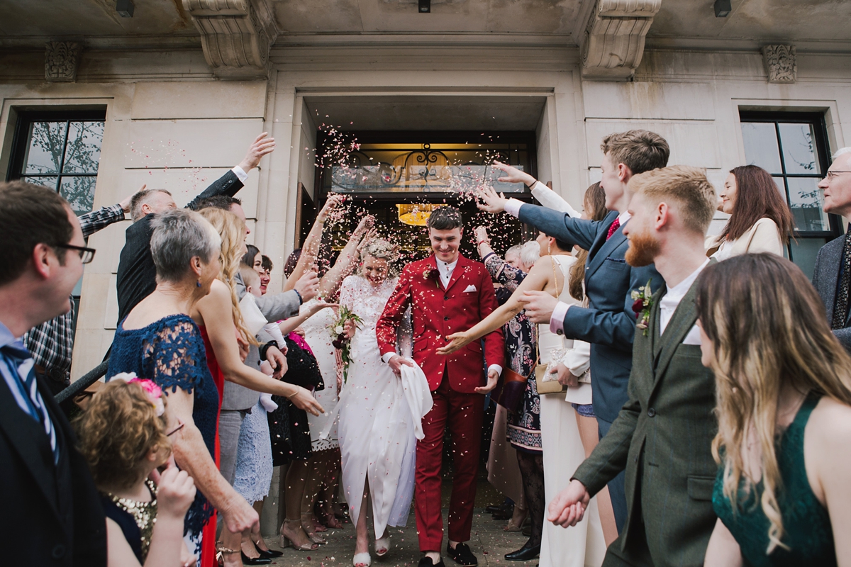 27 A customised 1970s dress for a modern non traditional London wedding. Images by Lisa Jane Photography