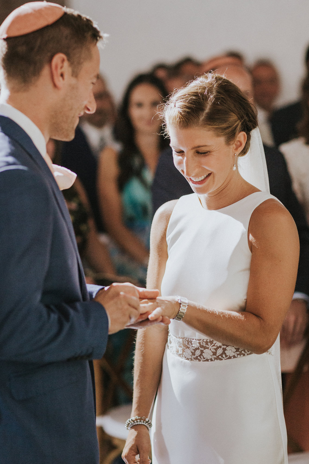 30 Peach pretty Jewish wedding va Westenius dress. Photography by We Heart Pictures.