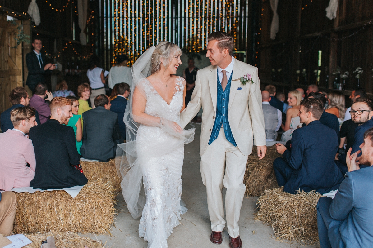 31 A Watters gown gold veil afternoon tea barn wedding