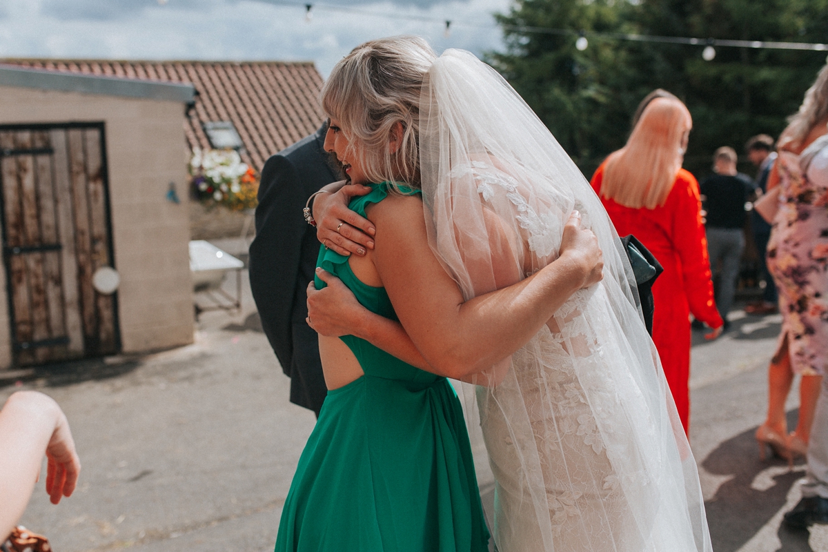 32 A Watters gown gold veil afternoon tea barn wedding