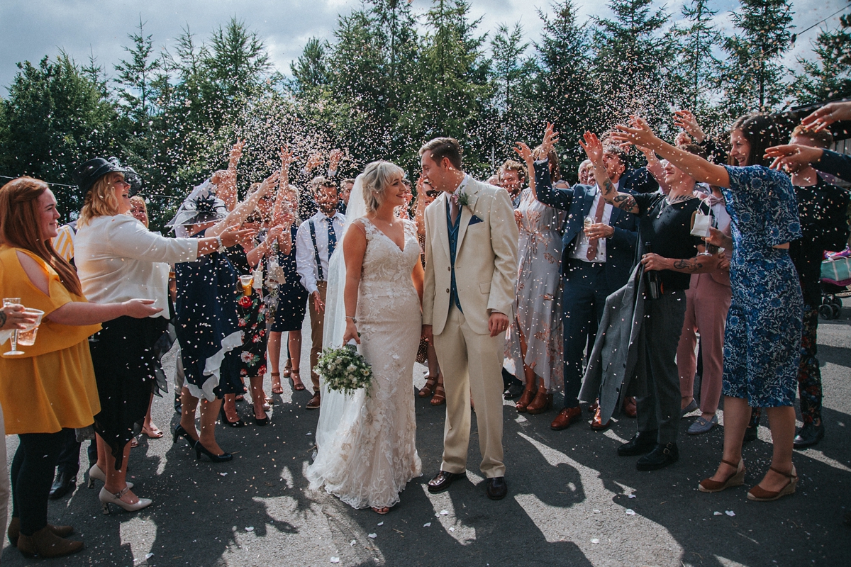 35 A Watters gown gold veil afternoon tea barn wedding