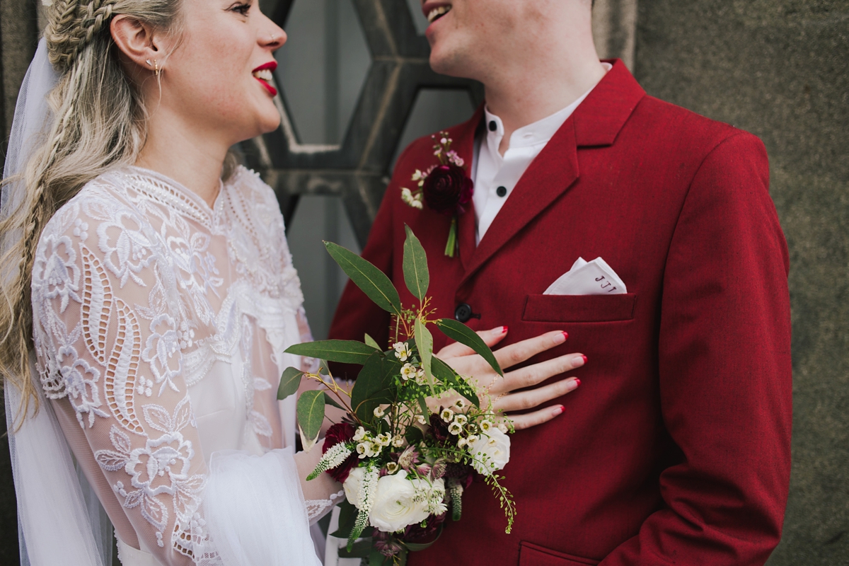 40 A customised 1970s dress for a modern non traditional London wedding. Images by Lisa Jane Photography
