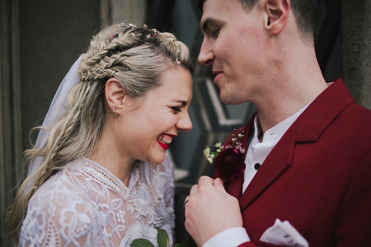 41 A customised 1970s dress for a modern non traditional London wedding. Images by Lisa Jane Photography
