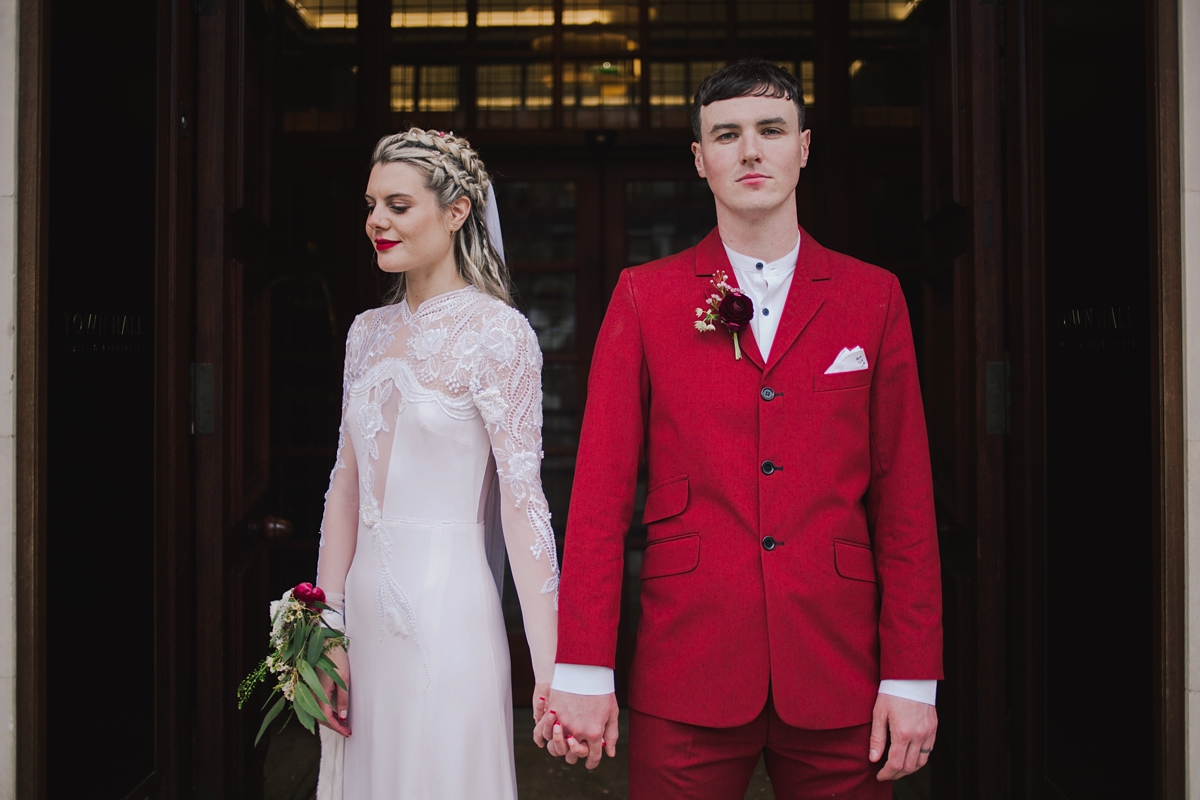 49 A customised 1970s dress for a modern non traditional London wedding. Images by Lisa Jane Photography