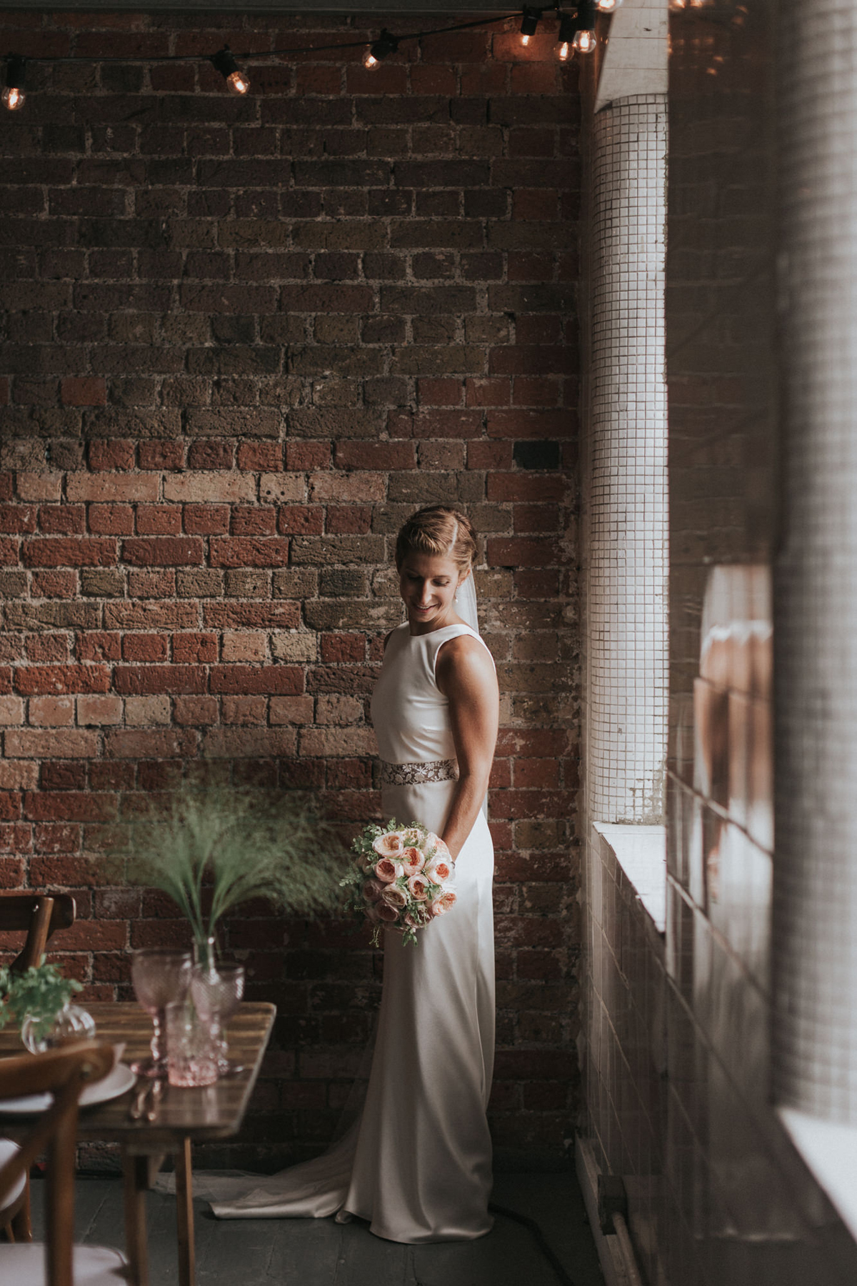 51 Peach pretty Jewish wedding va Westenius dress. Photography by We Heart Pictures.