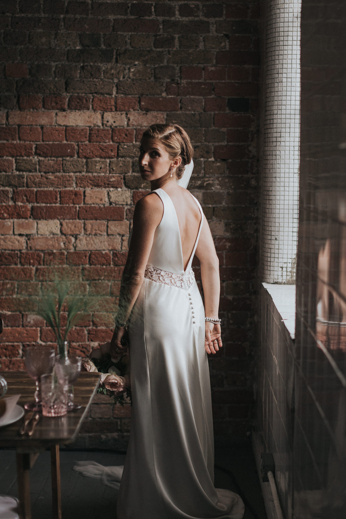 52 Peach pretty Jewish wedding va Westenius dress. Photography by We Heart Pictures.