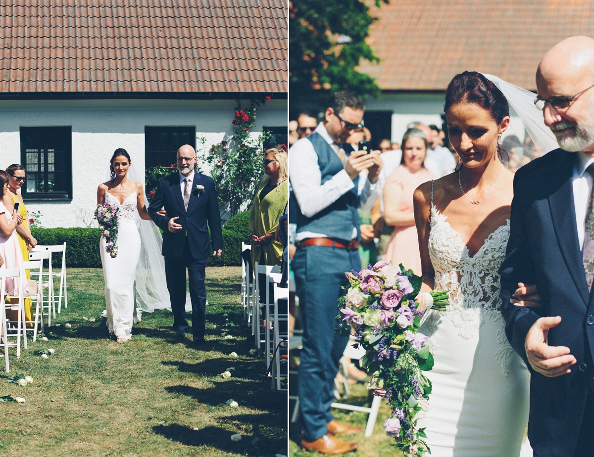 Bride and her father in an Enzoani dress