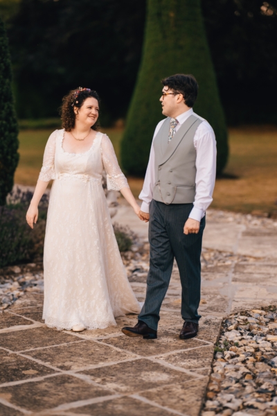 Bride wear Regency inspired bespoke wedding dress by Rachel Lamb Design