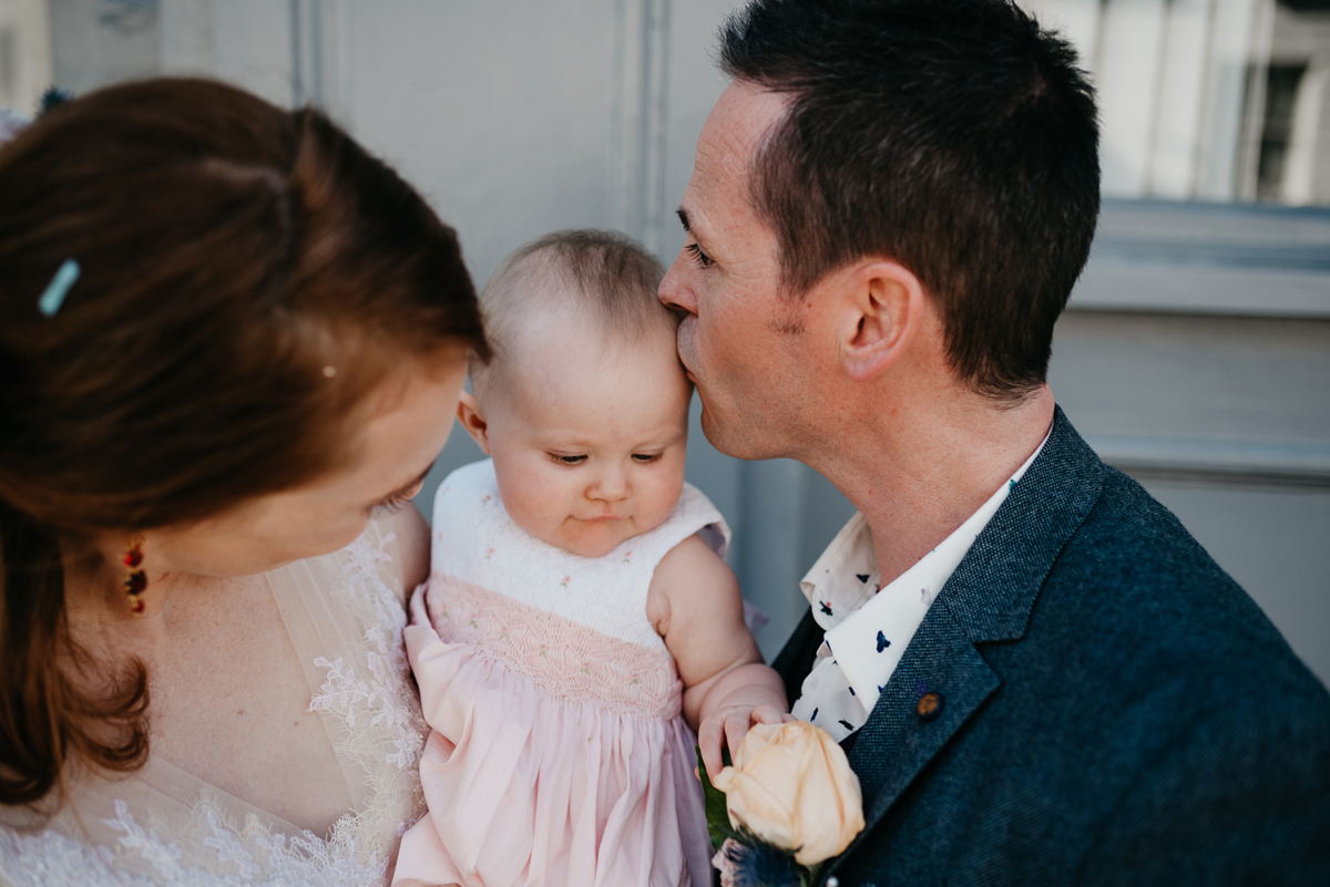 Short tulle skirt red shoes chic London family wedding Elaine Williams Photography 44