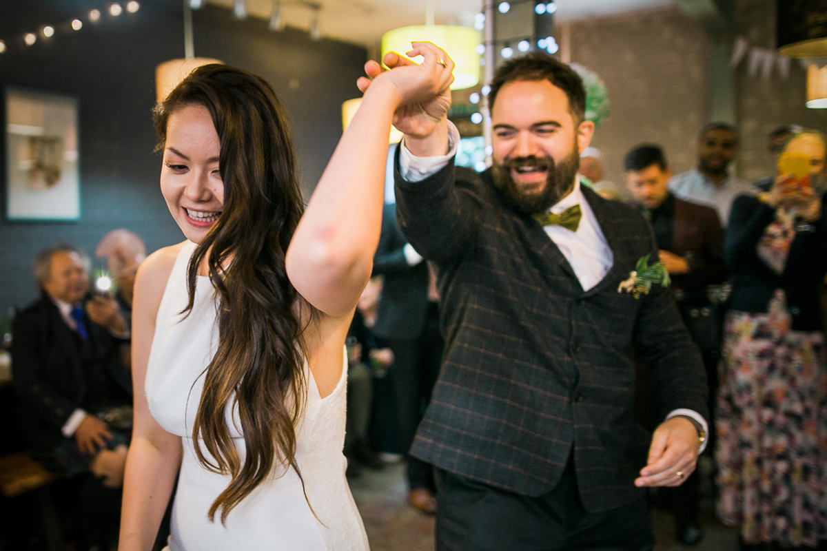 108 Pronovias dress outdoor informal modern Scottish wedding Lauren McGlynn Photography