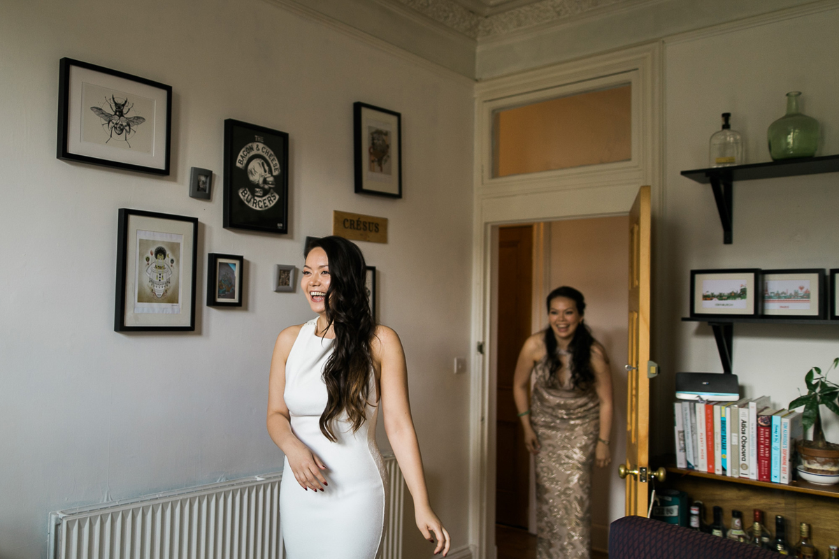 15 Pronovias dress outdoor informal modern Scottish wedding Lauren McGlynn Photography 1