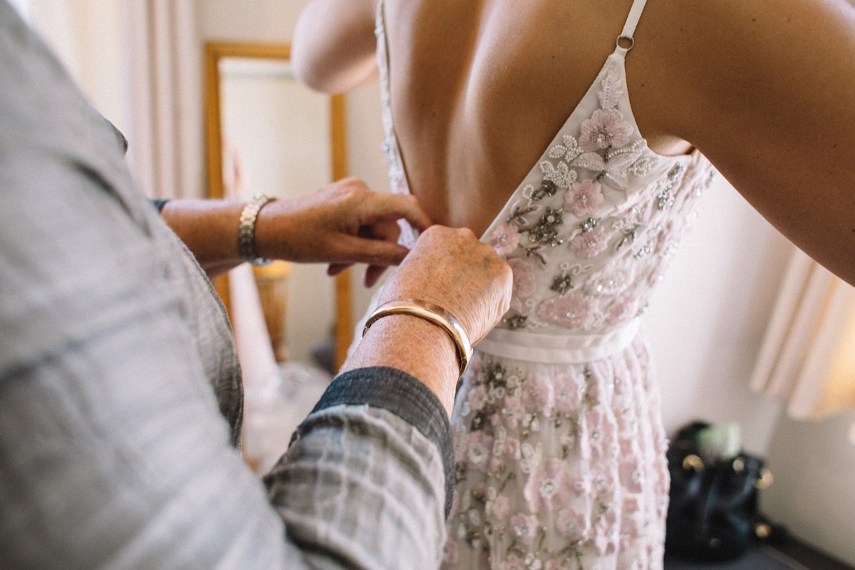 18 Needle Thread wedding dress colourful farm wedding Dorset Sarah Morris Photography