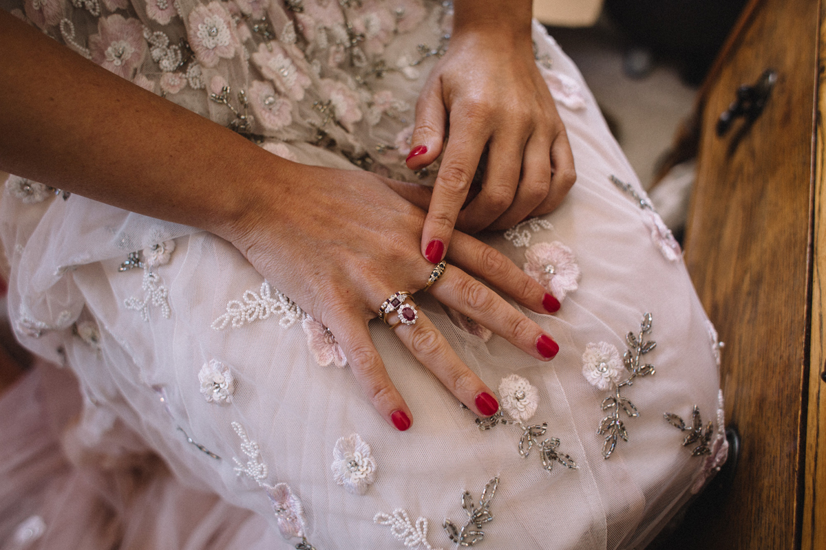 22 Needle Thread wedding dress colourful farm wedding Dorset Sarah Morris Photography