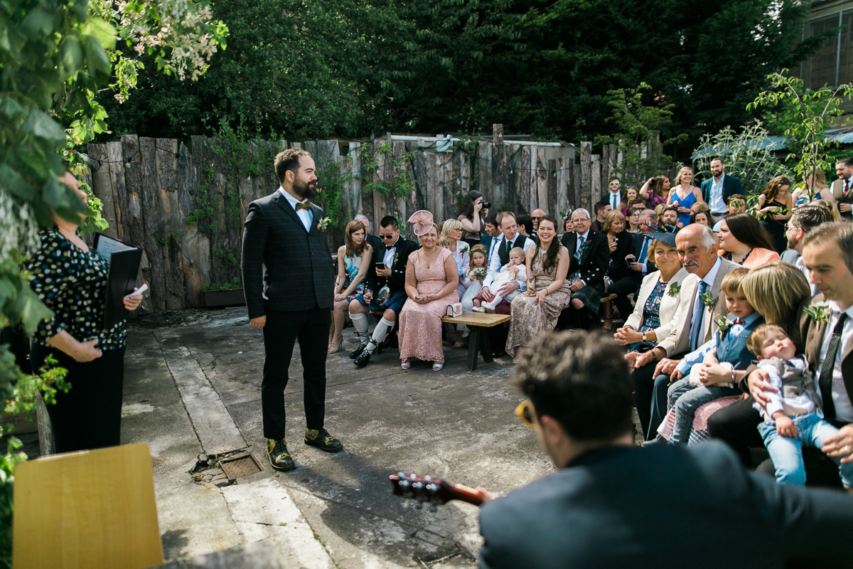 26 Pronovias dress outdoor informal modern Scottish wedding Lauren McGlynn Photography