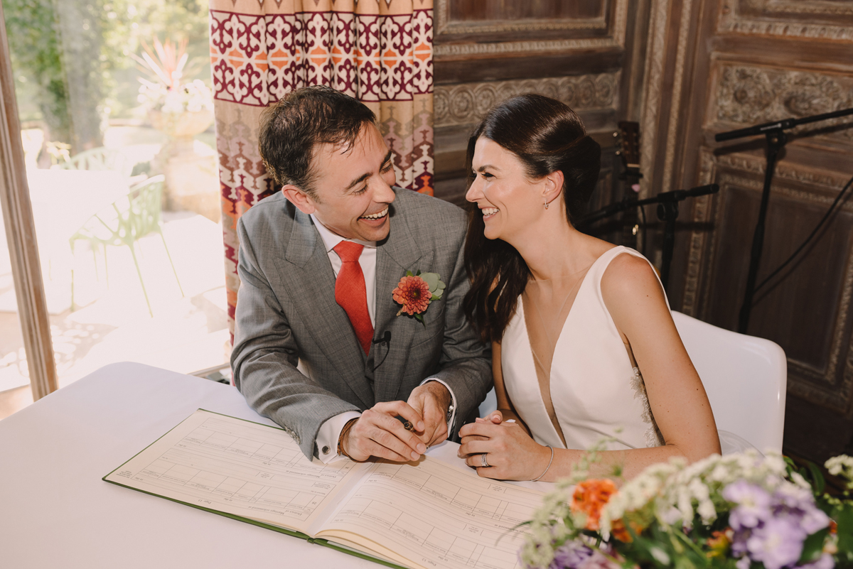 28 Romona Kerveza dress colourful Cotswolds wedding. Modern Vintage Weddings Photography