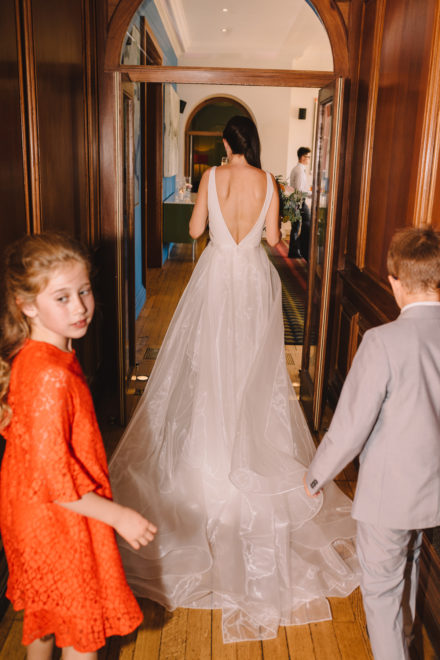 A Romona Kerveza Gown + Bridesmaids in Orange for a Colourful and ...