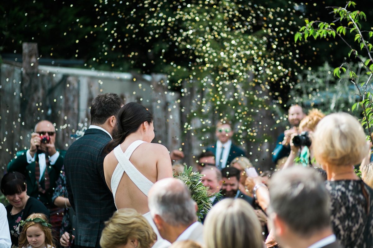 36 Pronovias dress outdoor informal modern Scottish wedding Lauren McGlynn Photography