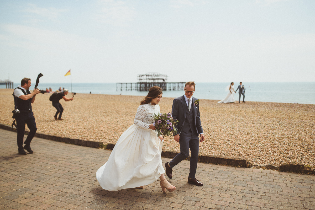 57 Self Portrait dress seafront Brighton wedding Matt Penberthy Photography