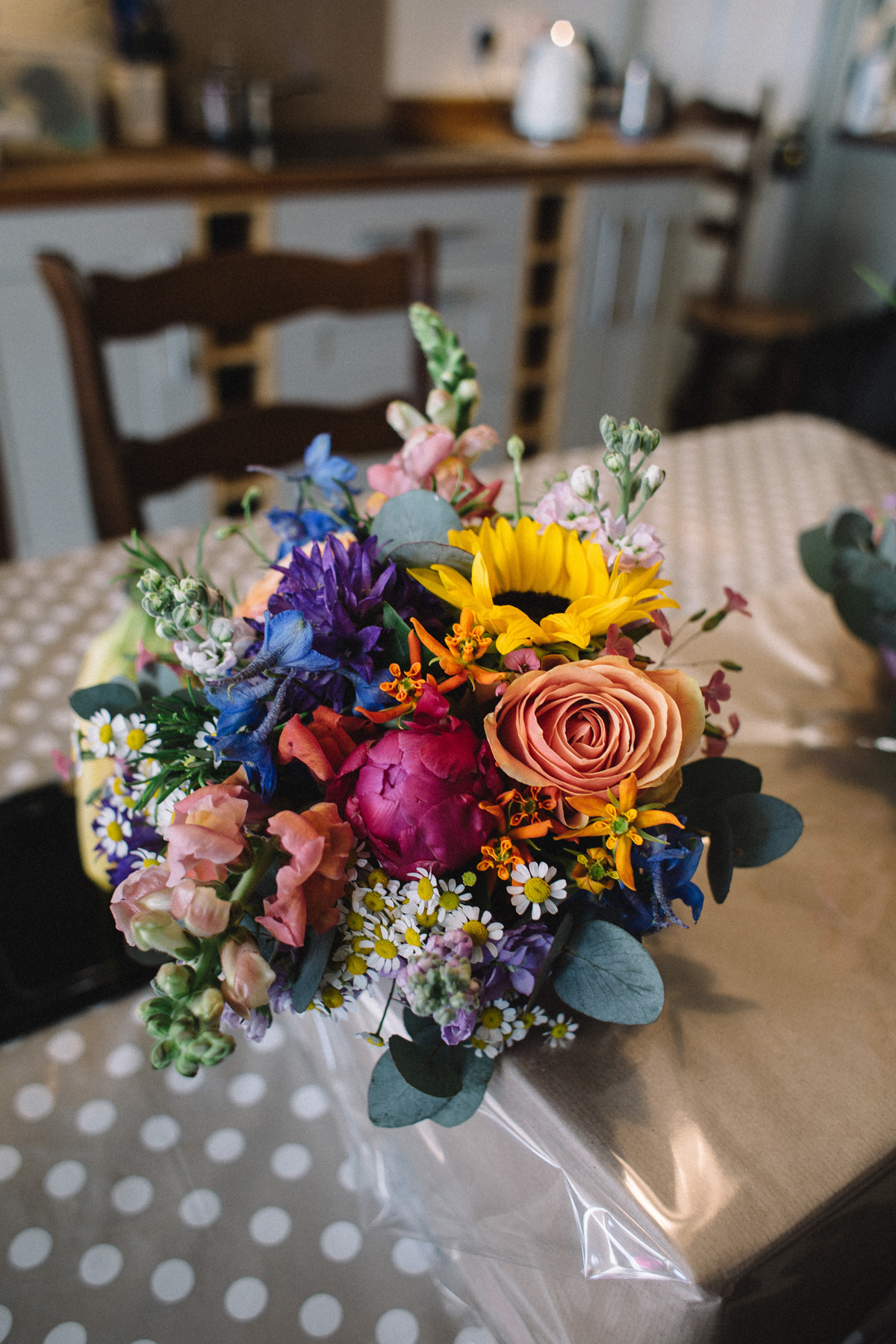 6 Needle Thread wedding dress colourful farm wedding Dorset Sarah Morris Photography