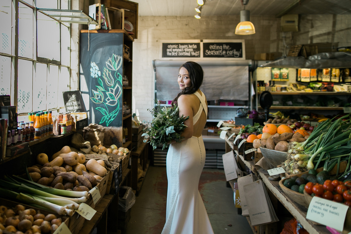 64 Pronovias dress outdoor informal modern Scottish wedding Lauren McGlynn Photography