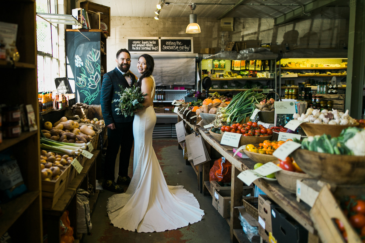 65 Pronovias dress outdoor informal modern Scottish wedding Lauren McGlynn Photography