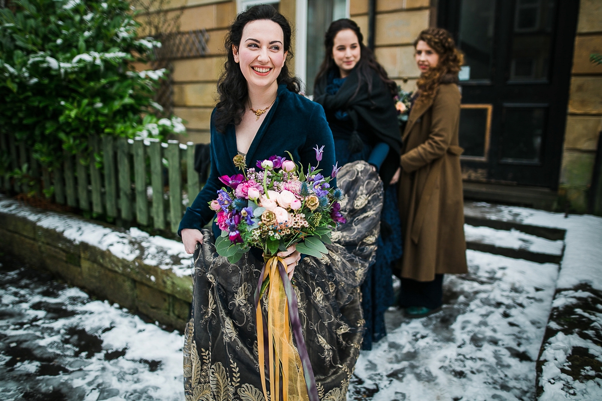 Joanne Fleming blue wedding dress gold festive Naval wedding in Glasgow 10