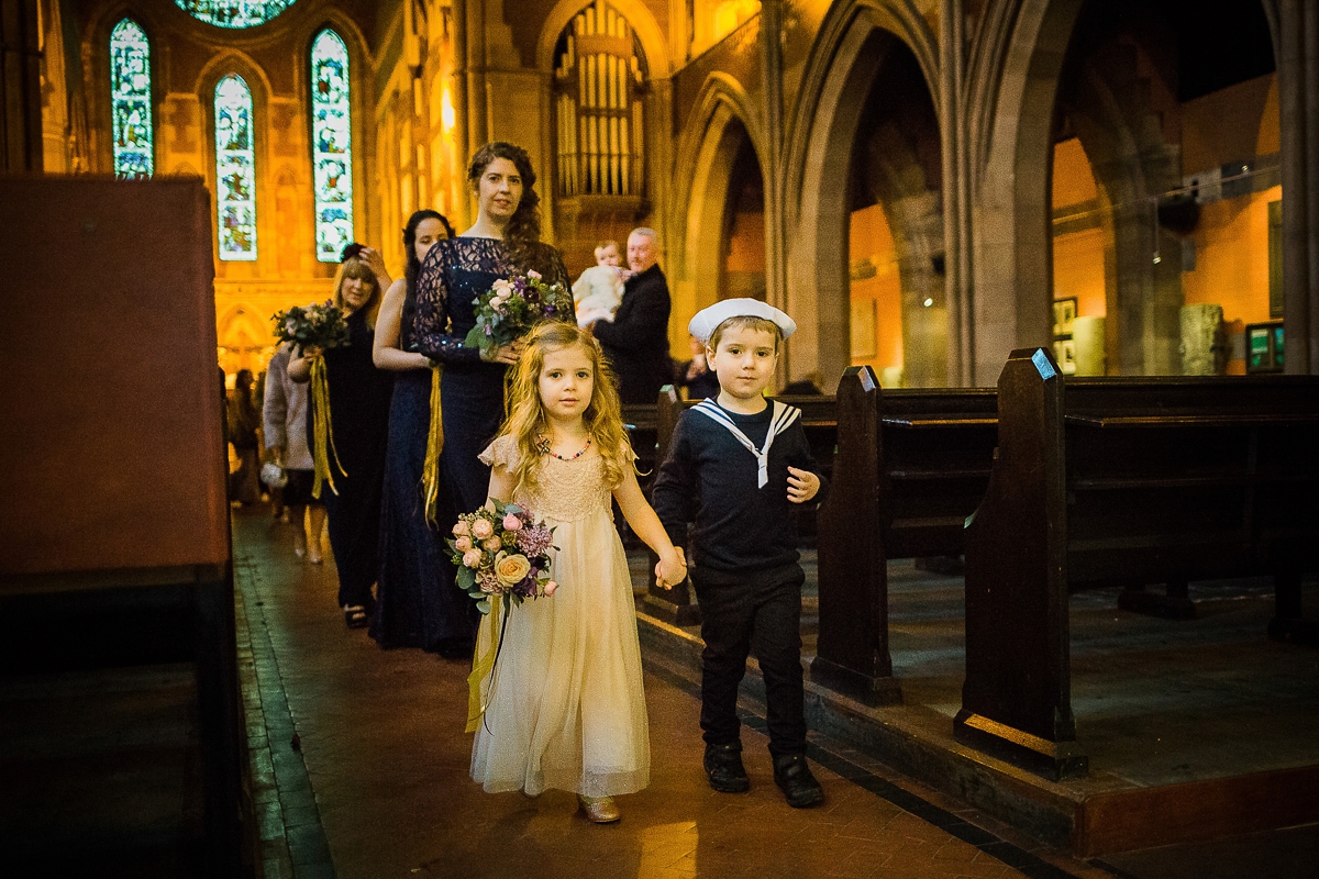 Joanne Fleming blue wedding dress gold festive Naval wedding in Glasgow 17