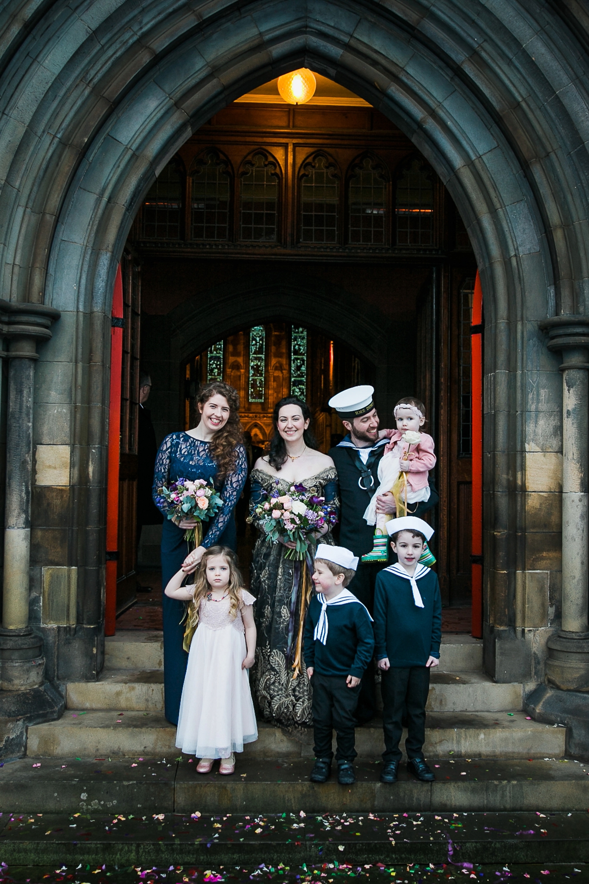 Joanne Fleming blue wedding dress gold festive Naval wedding in Glasgow 22