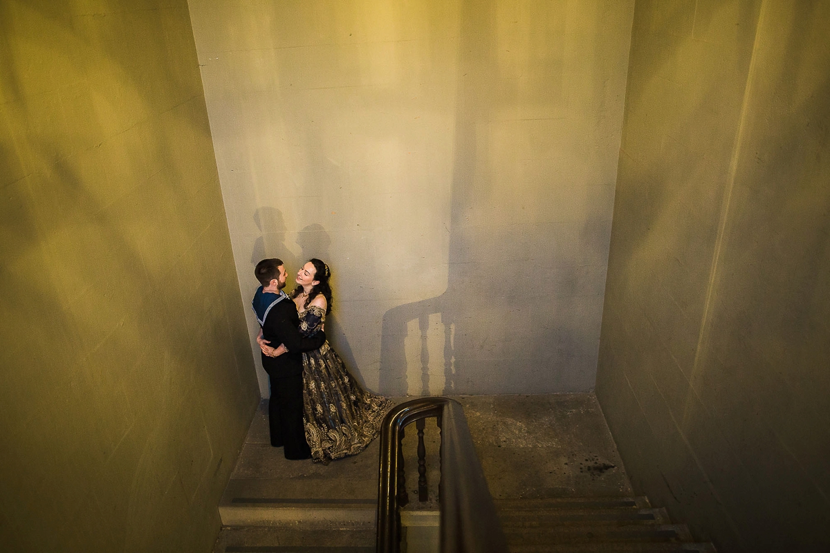 Joanne Fleming blue wedding dress gold festive Naval wedding in Glasgow 38