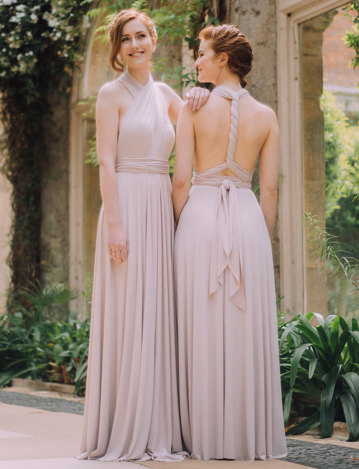 Willow Pearl multiway bridesmaids dresses Willow multiway dresses in Blush halter neck wrap
