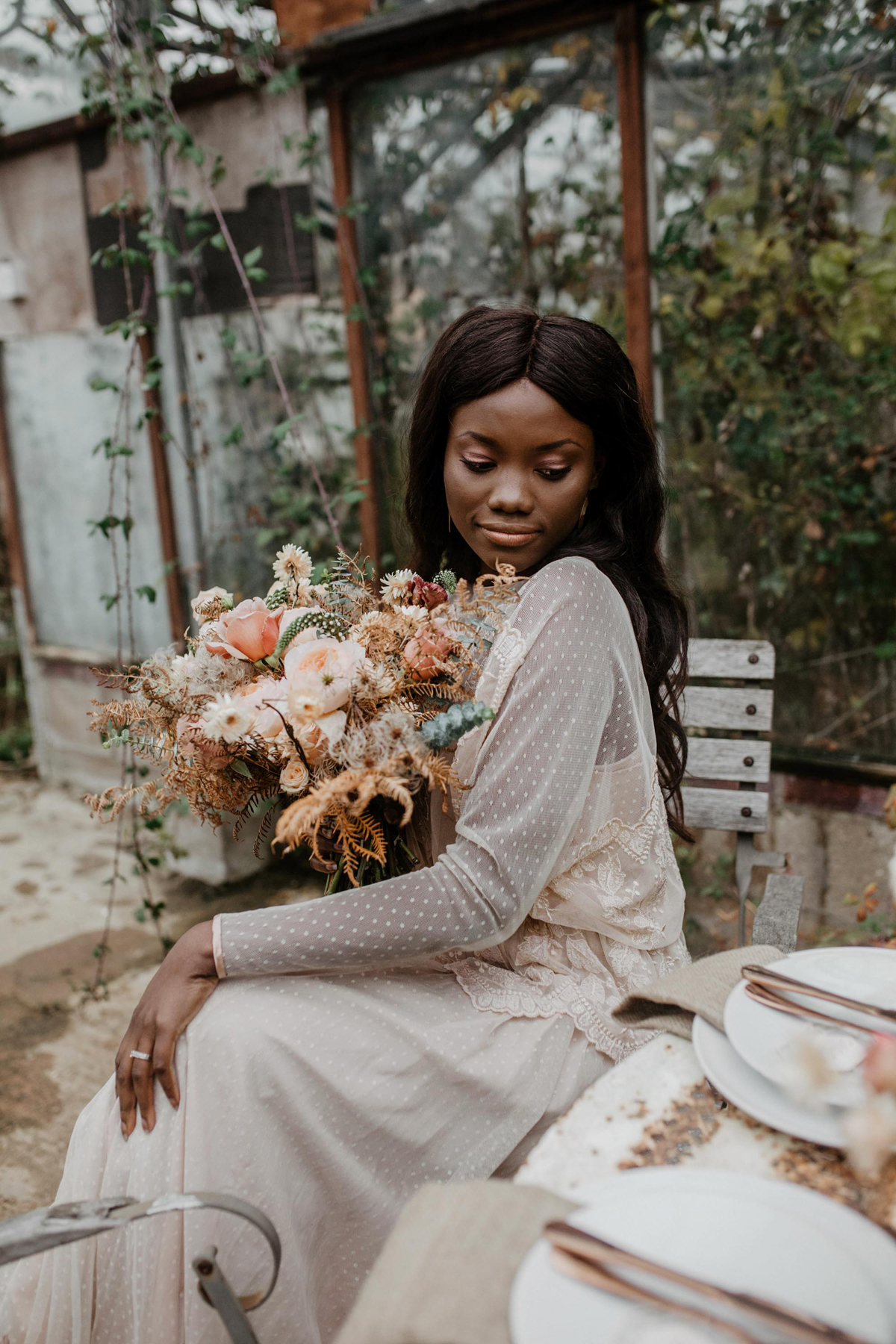 141 Romantic peach modern meets vintage bridal inspiration