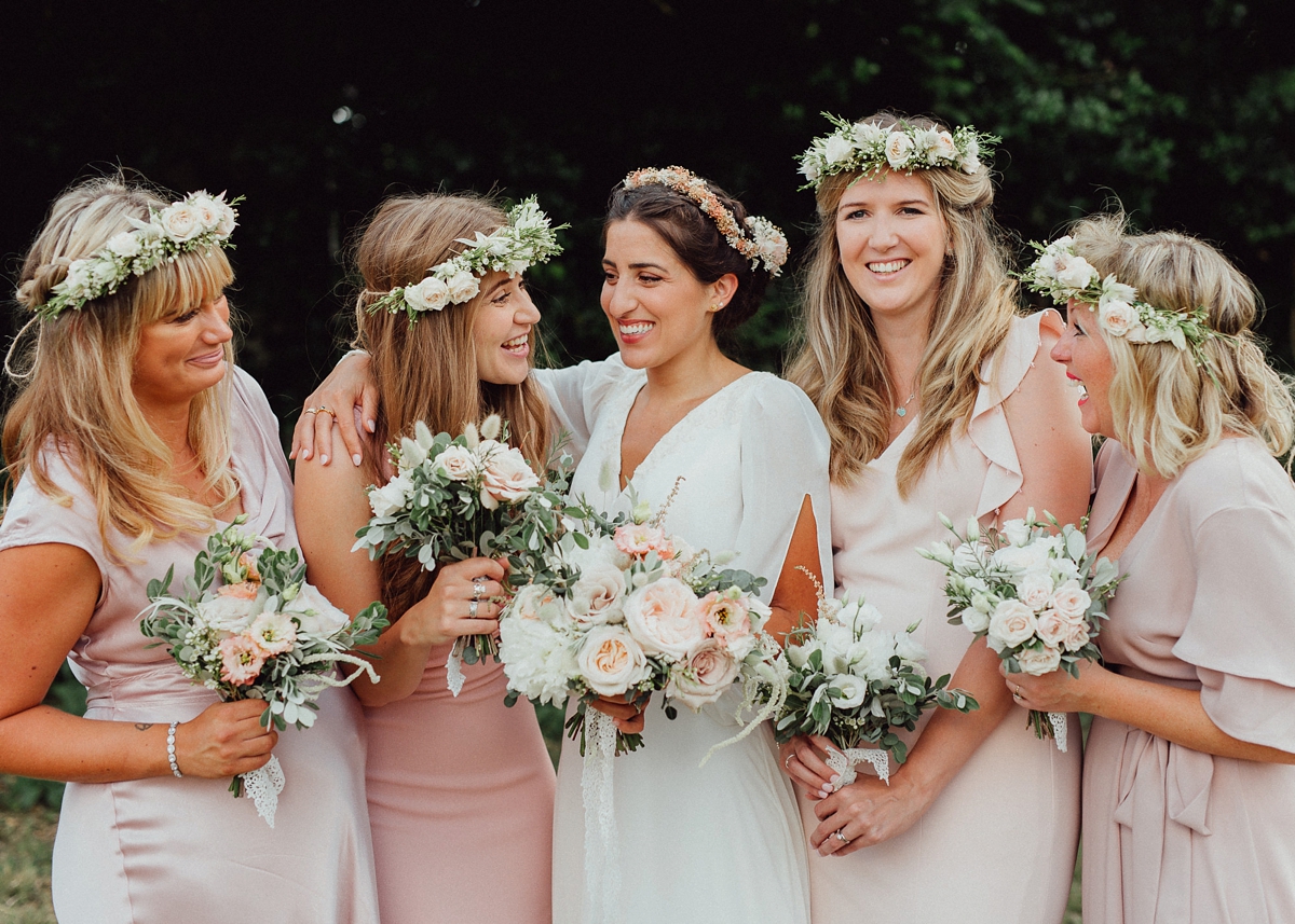 A 70s Inspired Lillian West Gown and Dried Flower Crown for a Tinder Couple and their Boho Festival Wedding Love My Dress UK Wedding Blog Podcast Directory Shop