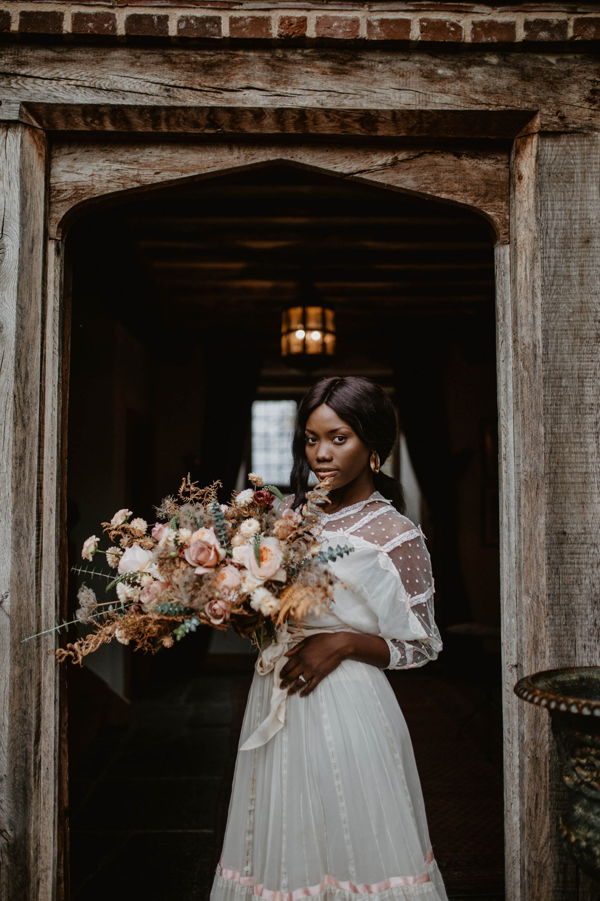 84 Romantic peach modern meets vintage bridal inspiration