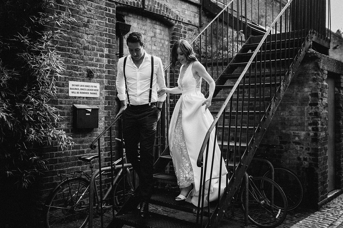 A Rime Arodaky gown Rewritten bridesmaids modern minimalist East London wedding 48