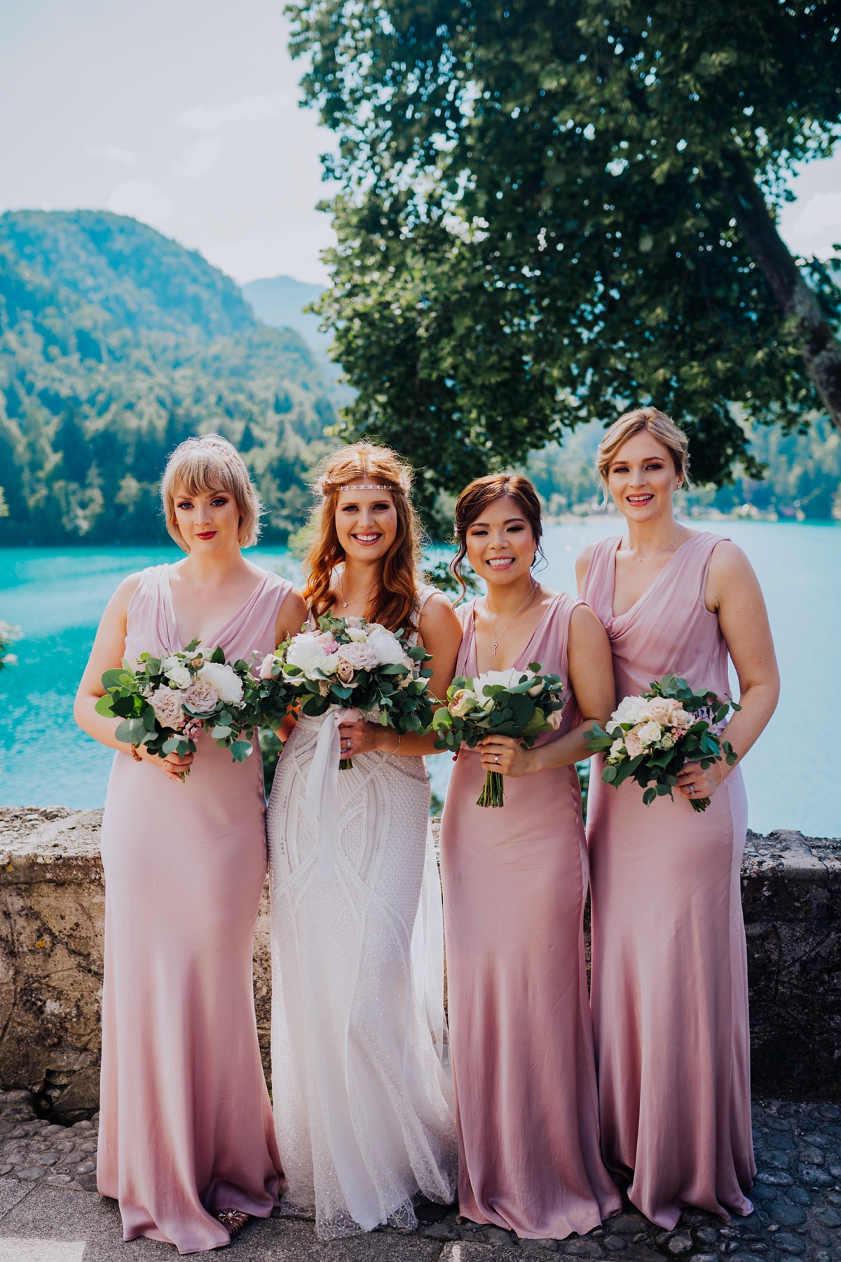 Art deco Eliza Jane Howell dress intimate island wedding in Slovenia 27