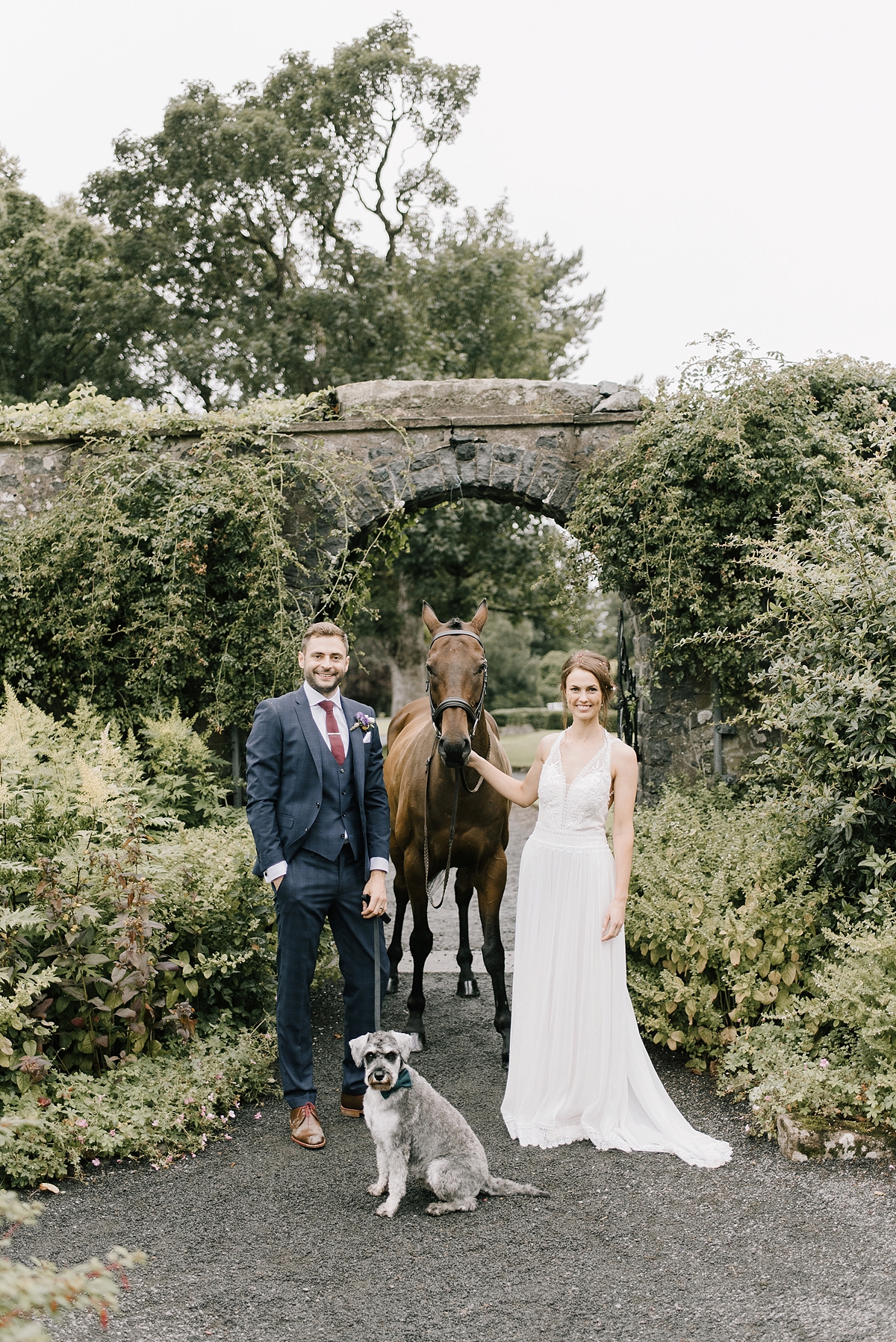 Bride arriving on horseback Hillhouse wedding Scotland 66