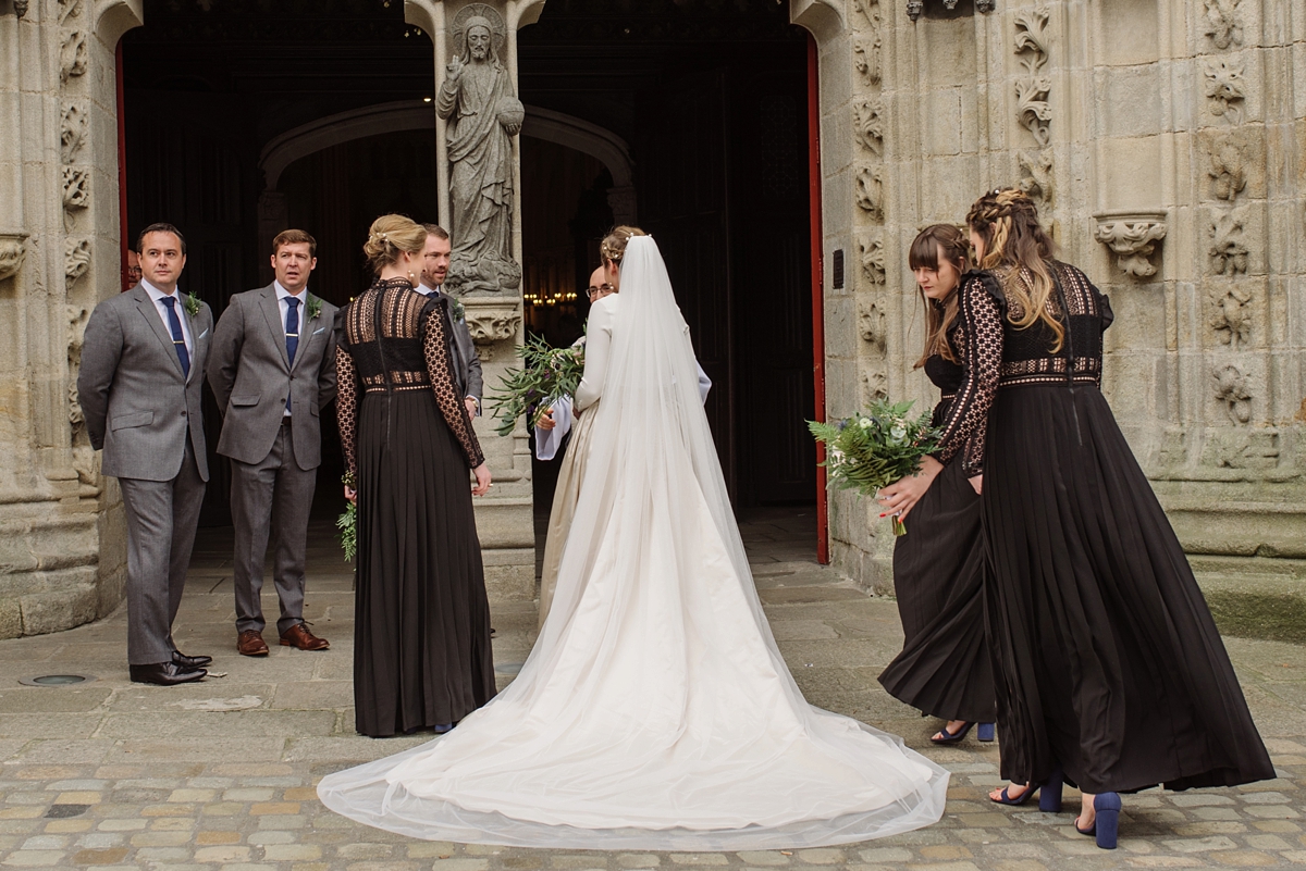 Cristina Tamborero long sleeved dress French cathedral wedding 12
