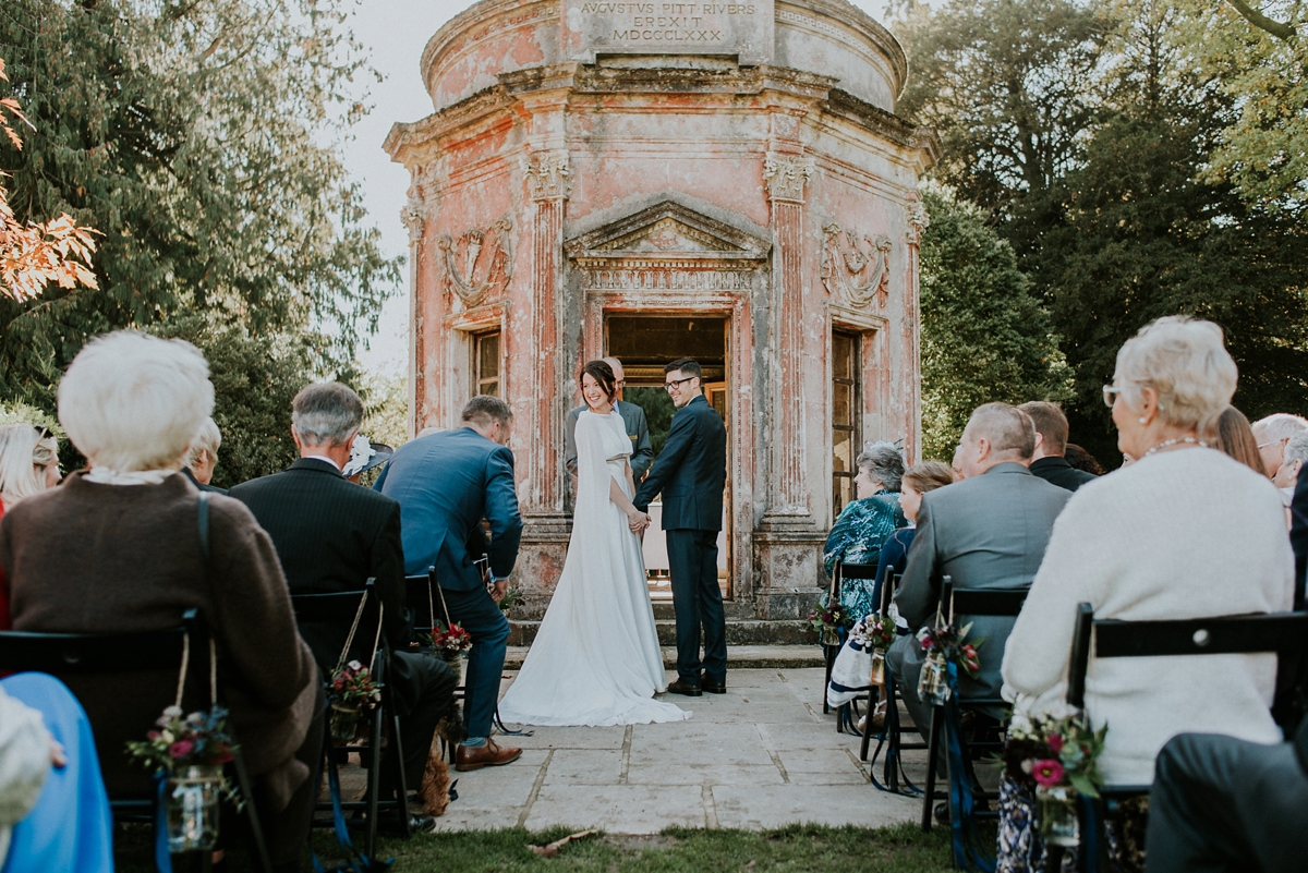 Jesus Peiro dress Botanical Inspired Roman Temple Wedding Larmer Tree Gardens Wiltshire 16 1