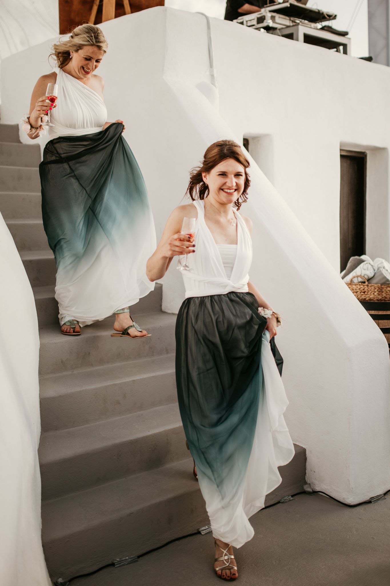 Ombre blue bridesmaids dresses by