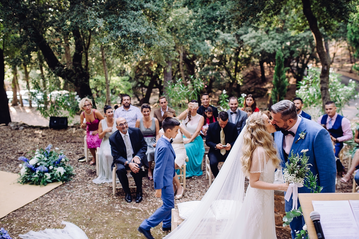 Rosa Clara dress elegant fairylights wedding Mallorca 26