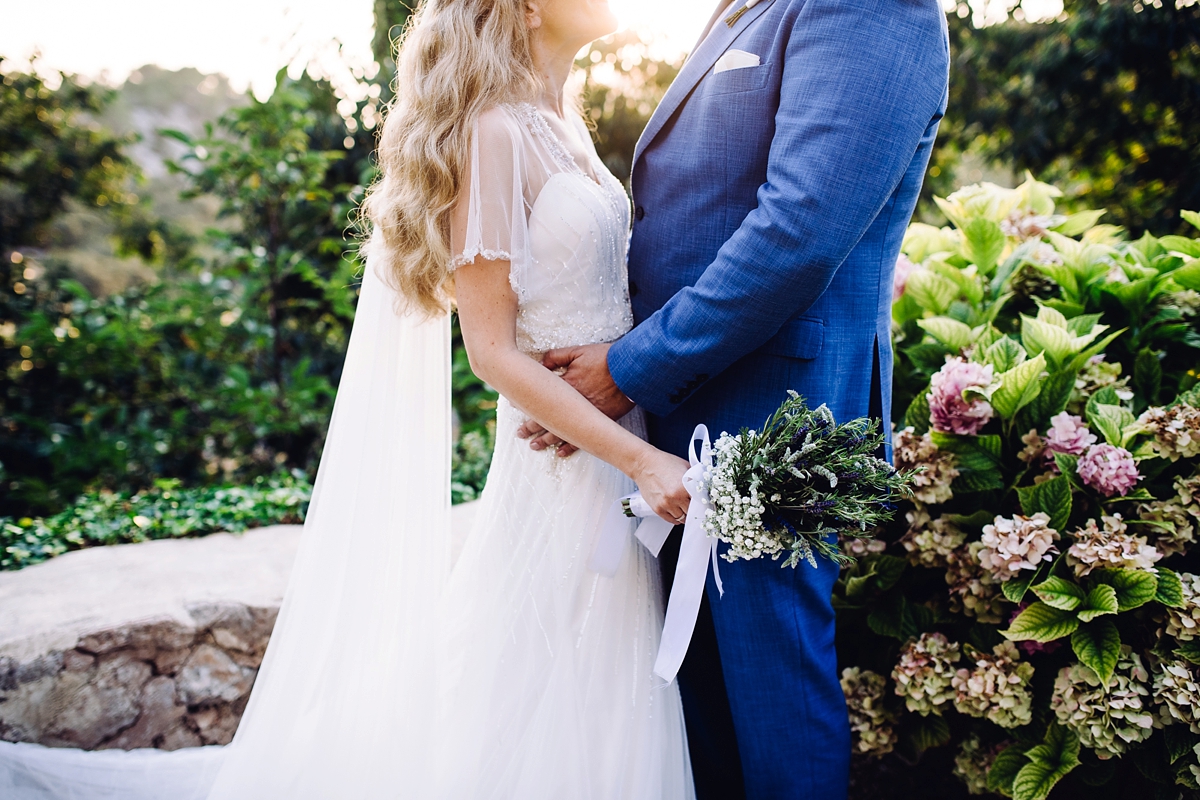 Rosa Clara dress elegant fairylights wedding Mallorca 34