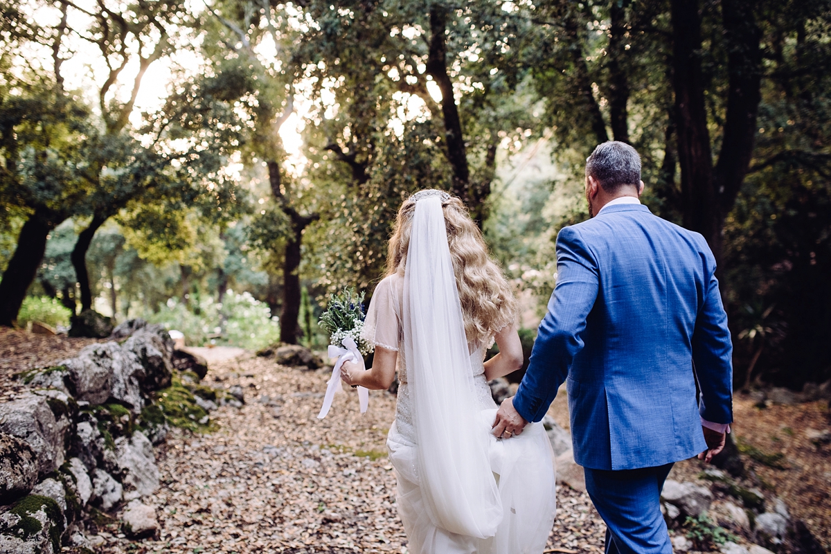 Rosa Clara dress elegant fairylights wedding Mallorca 35