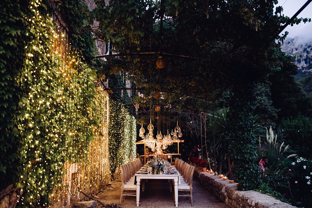 Rosa Clara dress elegant fairylights wedding Mallorca 46
