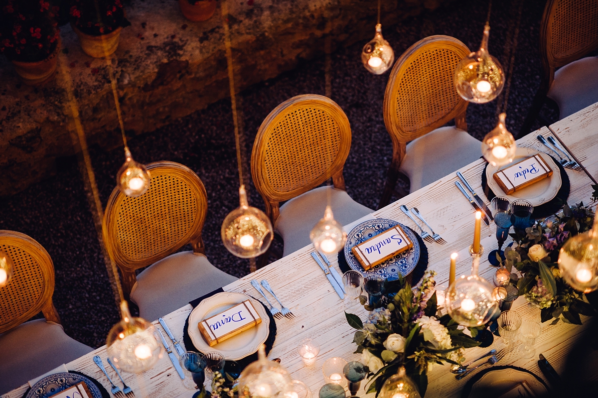 Rosa Clara dress elegant fairylights wedding Mallorca 47