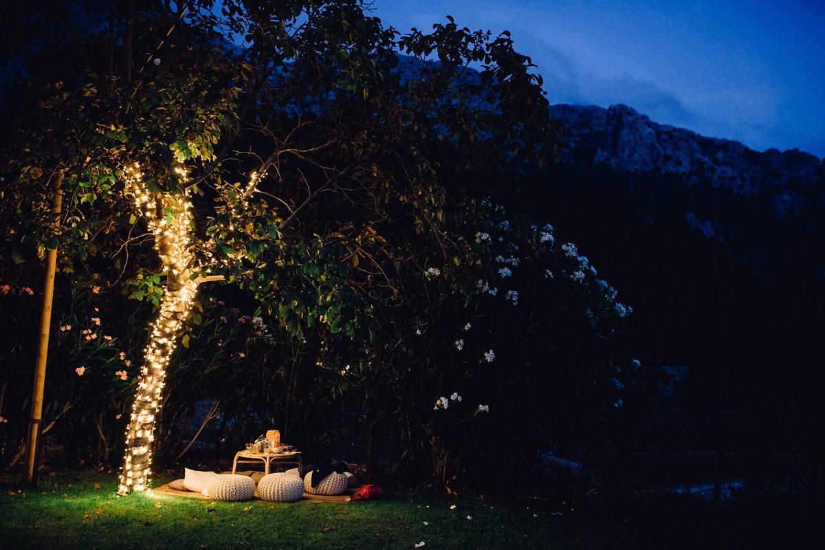 Rosa Clara dress elegant fairylights wedding Mallorca 50