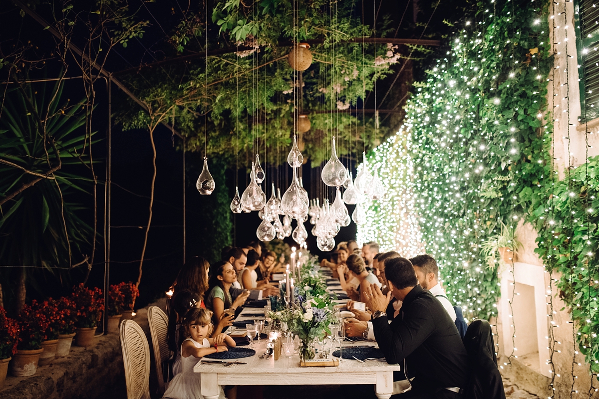 Rosa Clara dress elegant fairylights wedding Mallorca 52